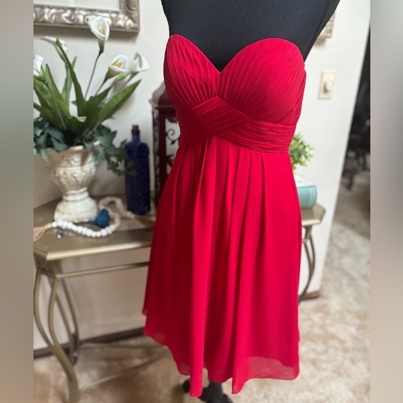 RED STRAPLESS SPECIAL OCCASION CORSET TIE UP FORMAL HOLIDAY SHORT DRESS SZ M - Picture 13 of 13